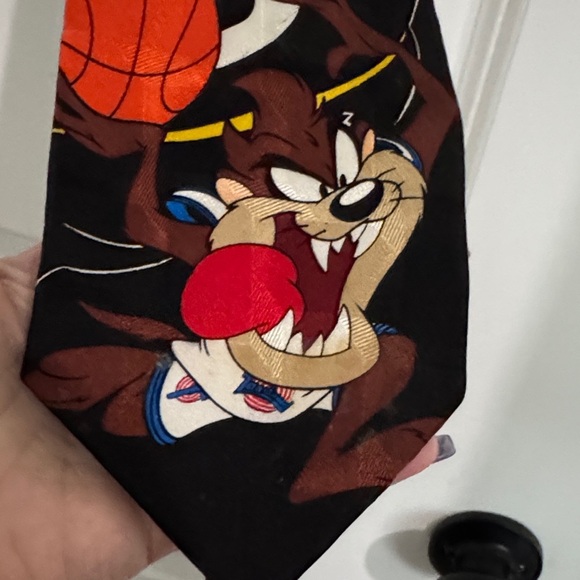Vintage Warner Bros. Space Jam 1996 Cartoon Character Tie - Black and Blue - Picture 4 of 5